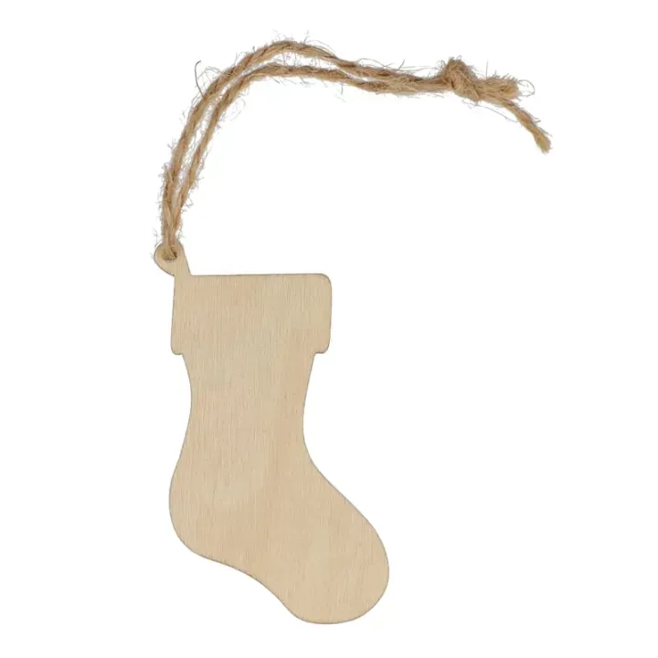 Stocking shaped wooden Christmas ornament - LT90282 (N0094)